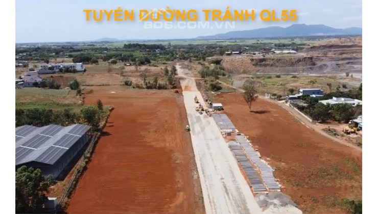 Đất mặt tiền Quốc lộ 55, Thị trấn Đất Đỏ, thổ cư, full hồng, ngang 32m rất đẹp